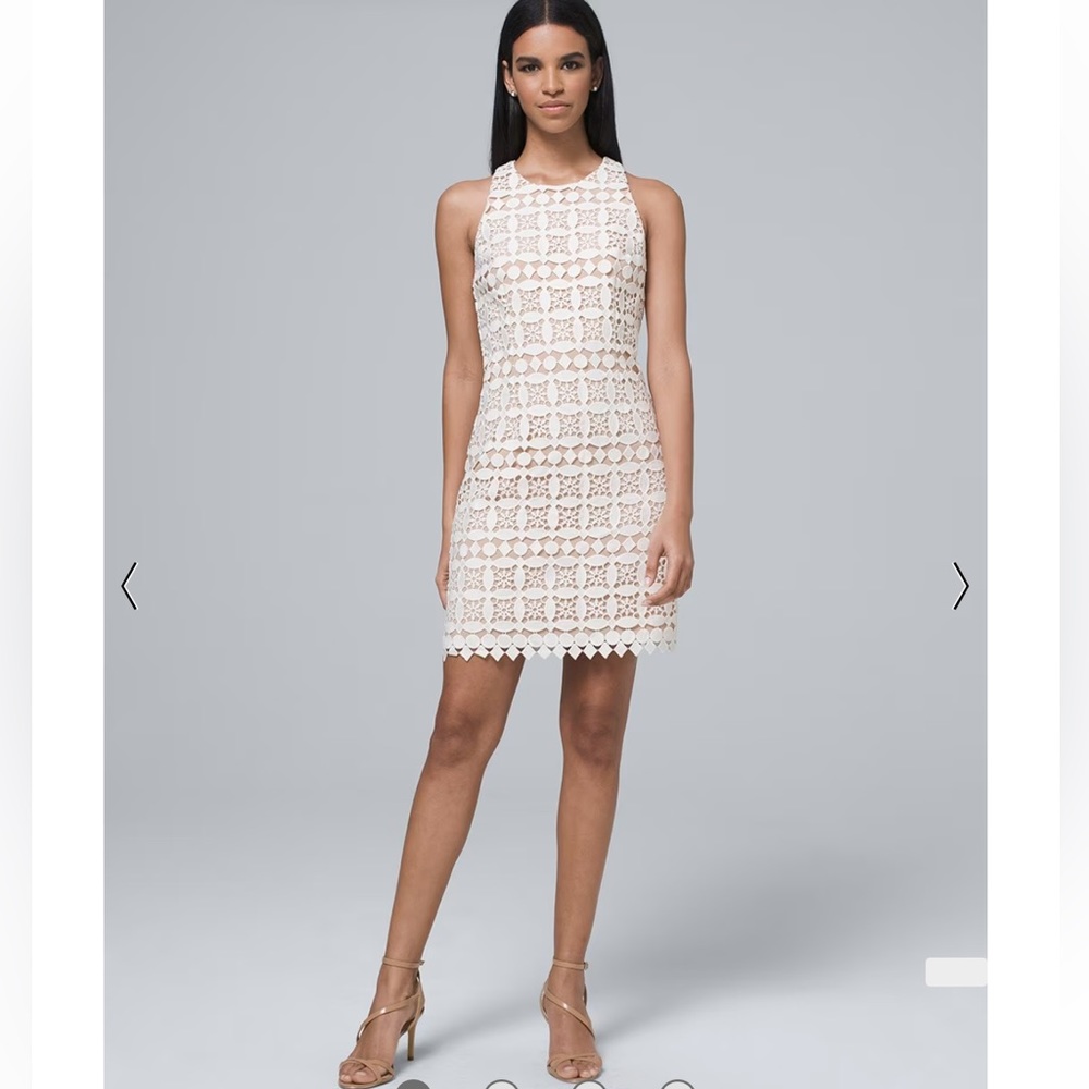 Eliza J White House Black Market Ivory Crochet Lace Shift Dress Size 10 NWT
